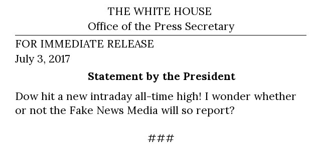 Tweet des US Präsidenten Trump, wiedergegeben durch @RealPressSecBot